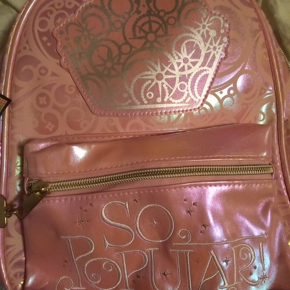 Handbags - Pink Backpack with Crown Design